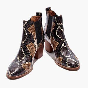 The Regan Snake-Embossed Leather Booties (Madewell) – Size 7